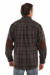 SCULLY- WOOL BLEND SHIRT CHARCOAL OR BLACK PLAID