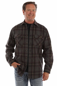 SCULLY- WOOL BLEND SHIRT CHARCOAL OR BLACK PLAID