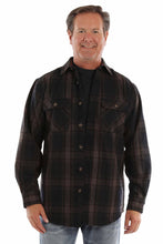 Load image into Gallery viewer, SCULLY- WOOL BLEND SHIRT CHARCOAL OR BLACK PLAID
